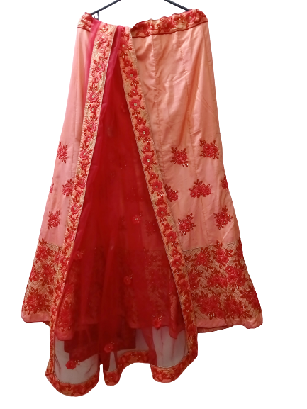 glitthreads-womens-designer-partywear-pink-dualtone-raw-silk-lehenga-with-red-dupatta