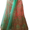 glitthreads-womens-elegant-peach-lehenga-with-parrot-green-dupatta